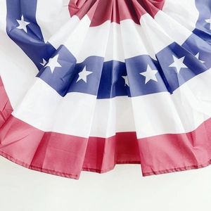 Detailed view of the pleats and fabric texture of the American flag pleated fan bunting