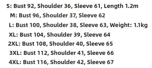 Detailed size chart for faux fur coat featuring measurements from S to 4XL for perfect fit
