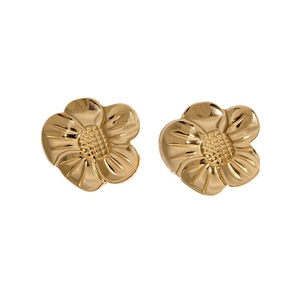 Orecchini a fiore in acciaio inossidabile placcato oro 18k con finitura lucida
