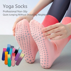 Gradient Yoga Socks Anti Slip Grip Cotton Blend Crew Athletic Pilates Fitness For Women
