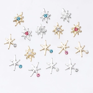 Bijoux d'ongles en forme d'étoile avec placage or argent et gemmes colorées DIY