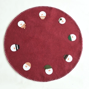 Christmas Tree Skirt Wool Felt Gnome Snowflake Heart Pattern Round Mat Base Decoration For Xmas Holiday Party Home Decor