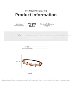 Spécifications de taille pour bracelet plaqué or 18 carats de 6,6 cm de diamètre