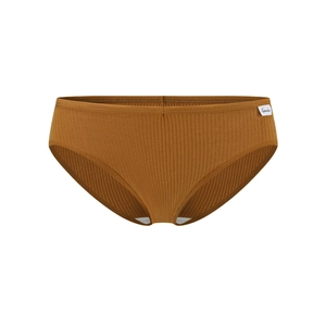 Brown ribbed cotton briefs for women in a flat lay view with elastic waistband