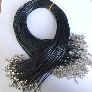 Bulk pack of black wax cord necklaces with silver lobster clasps and extension chains