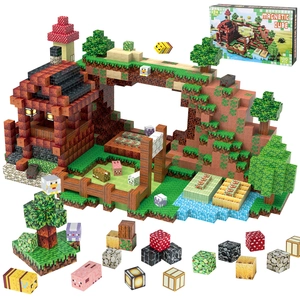 Magnetic Building Blocks DIY Construction Toy Pixelated World Farm Theme Cubes Educational Brain Game Creative Gift Kids