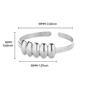 Detailed view of starfish-inspired titanium steel cuff bracelet showing size dimensions