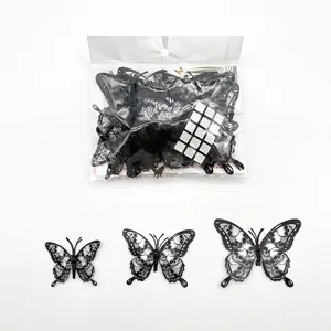 Size guide for 3D skull rose butterfly wall stickers with 12 pieces in 3 specific sizes