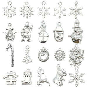 Alloy Christmas Theme Pendants Bright Silver Gold Metal Charms Snowflake Santa Snowman Reindeer Bell DIY Jewelry Making Accessories
