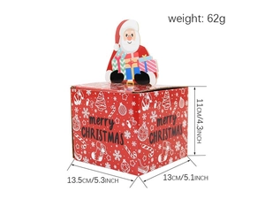 Christmas gift candy box dimensions 13.5x13x11cm with Santa Claus topper detail