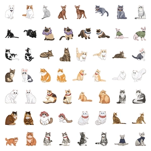 Detailed collection of cute realistic cat stickers with various breeds and poses