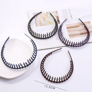 Flat lay of colorful wave-shaped non-slip headbands on a 12.5cm professional white background