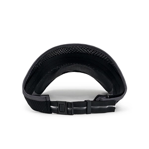 Adjustable black sun visor hat with breathable mesh and quick-release buckle for sports
