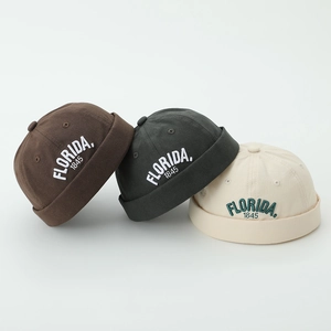 Kids Docker Hat Cotton Canvas Brimless Cap Florida Embroidery Retro Vintage Style For Toddler Boys Girls