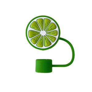 Green lemon slice silicone straw topper cap for Stanley cups with dust protection