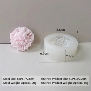 Silicone carnation flower mold for DIY candles with realistic petal texture and detail