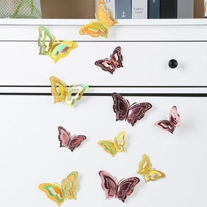 3D hollow butterflies with metallic gloss on white furniture for home decor