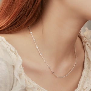 Elegant 925 sterling silver beaded necklace for women on a minimalist thin chain