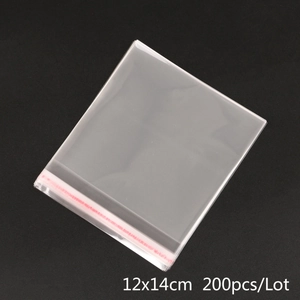 Bulk 200pcs set of 12x14cm clear self-adhesive OPP plastic bags for jewelry and DIY crafts