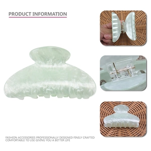 Grande pince à cheveux élégante en acrylique marbré vert pour accessoire de coiffure