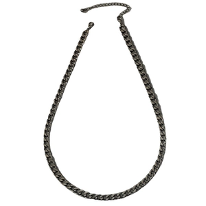 Hip hop style Cuban link chain necklace in gunmetal finish with adjustable lobster clasp