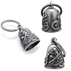 Stainless Steel Reaper Motorcycle Guardian Bell Pendant Necklace Retro Punk Biker Jewelry Gift For Men