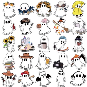 Set of 25 cute cartoon ghost stickers for laptop and skateboard decoration waterproof vinyl