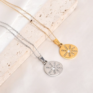 Star of David zircon necklace in gold and silver finish with radiant crystal pendant
