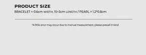 Size specifications for 18k gold tassel bracelet with freshwater pearl details