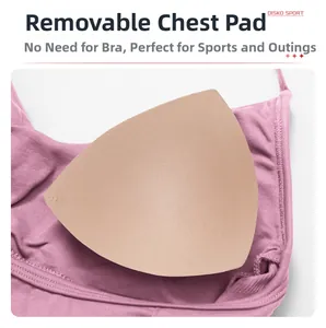Detail view of seamless yoga tank top featuring breathable fabric and removable chest pads