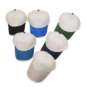 Five-panel two-tone cotton baseball caps in multiple colors for outdoor sun protection