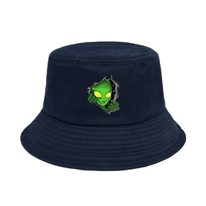 Bob en coton bleu marine avec motif alien vert pour la protection solaire d'été