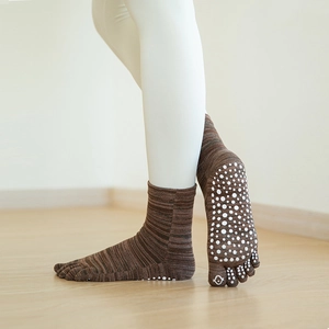 Yoga Five Finger Socks Women Cotton Non Slip Grips Pilates Fitness Workout Breathable Split Toe Mixed Color