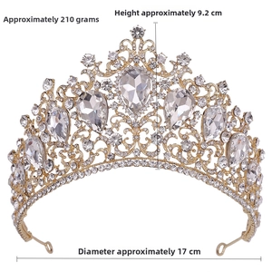 Baroque gold crown with red crystals; Dimensions: 17cm diameter, 9.2cm high, weight 210g