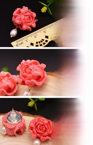 Detail of 925 sterling silver hallmark and 18K gold plated base of pearl earring