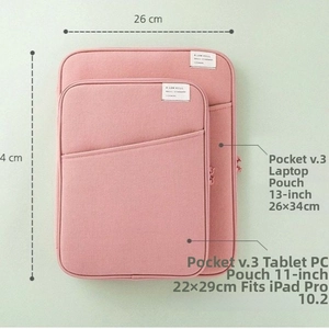 Größenvergleich für rosa Tablet-Hüllen in 11 und 13 Zoll mit detaillierten Abmessungen