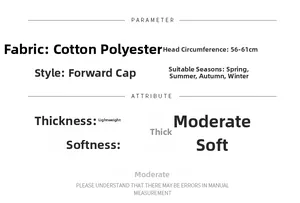 Detailed sizing chart and specifications for the cotton polyester plaid ivy flat cap