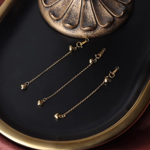 Three pieces of S925 sterling silver gold adjustable heart extension chains with spring clasps