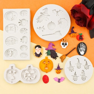 Σετ καλούπια σιλικόνης Halloween με κολοκύθα, κρανίο και νυχτερίδα για διακόσμηση τούρτας