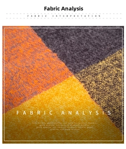 Macro shot of soft plaid fabric with yellow, orange, and grey brushed texture detail