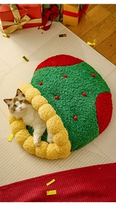 Cuccia per gatti a calza di Natale, nido semi-chiuso in peluche caldo per l'inverno