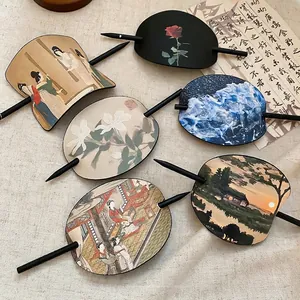 Elegantes Haarstab-Set im China-Stil aus Kunstleder mit Blumen- und Landschaftsmustern