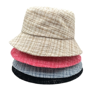 Tweed Bucket Hat For Women Autumn Winter Warm Sun Protection Elegant Korean Style Fashion Accessory