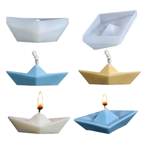 Papierschiff Form Silikon Kerzenform Mit Baumwolldochten Für DIY Handgemachte Aromatherapie Handwerk Heimdekora Origami Stil