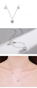 Macro view of S925 sterling silver Cancer zodiac necklace with sparkling round main stone