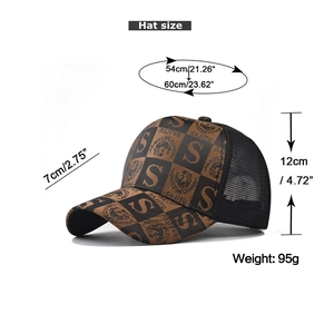 Detail of plaid baseball cap showing size 54-60cm and breathable mesh back view