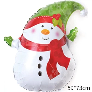 Detailed view of Santa snowman foil balloon 59x73cm for Christmas party decoration