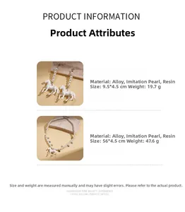 Spécifications de taille pour l'ensemble collier de perles et boucles d'oreilles cheval
