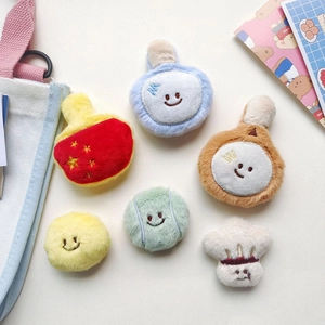 Cute plush badminton racket accessories and smile face dolls for DIY creative crafts