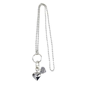 Silver ball chain necklace with 3D heart pendant and Forever Love engraved tag